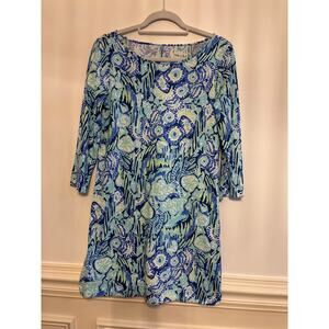 Lilly Pulitzer Marlowe T-Shirt Dress Indigo Sunset 100% Pima Cotton Sz Small